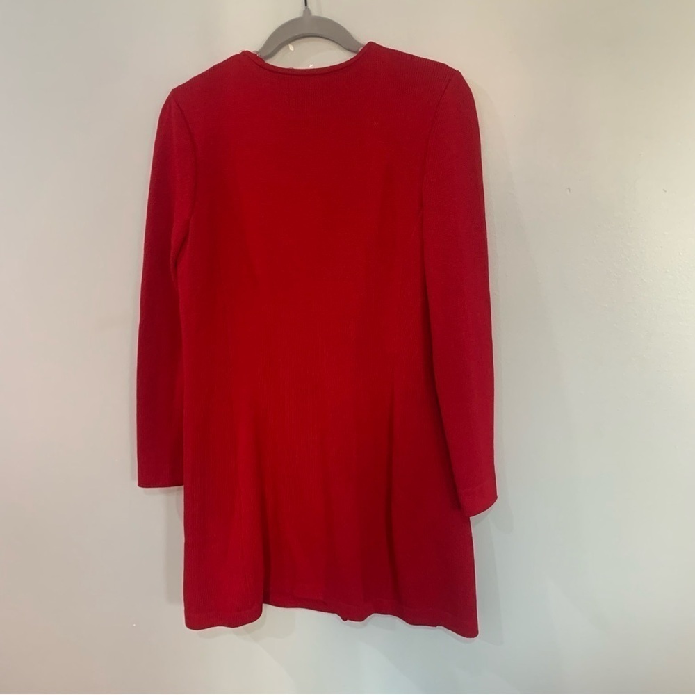 St John Cardigan Jacket Gold Button Down Long in Red - Picture 4 of 6